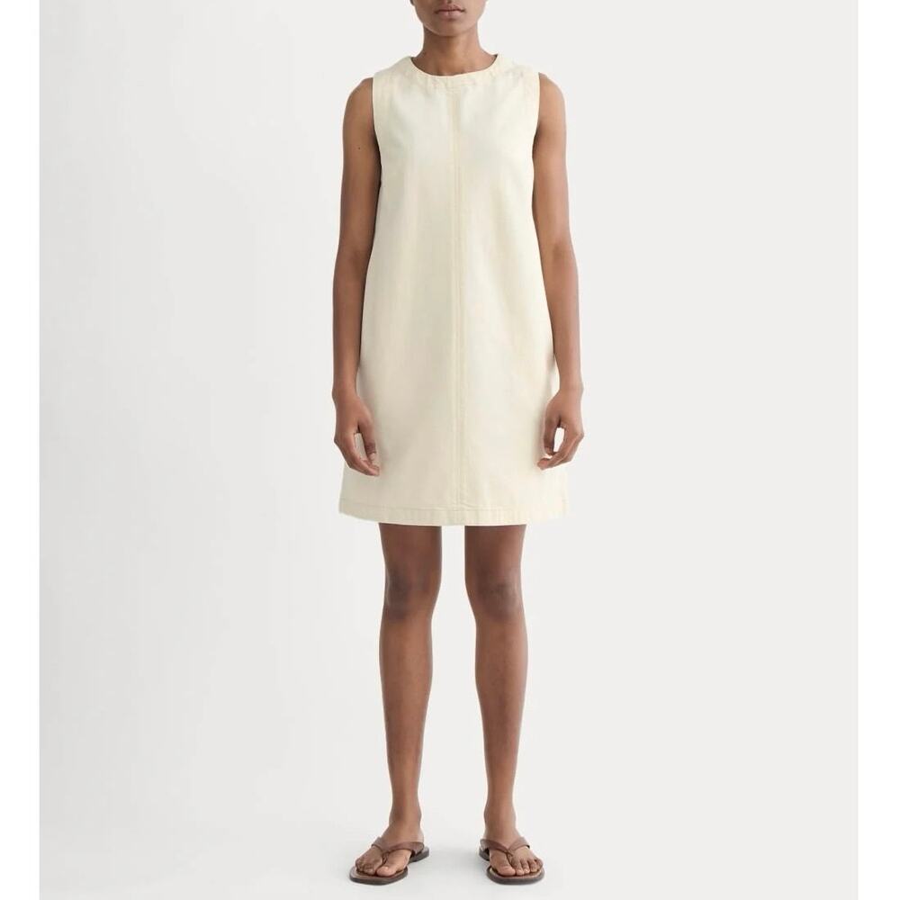 NWT Everlane The Denim Mini Swing Shift Dress Relaxed Fit In Ecru Size 0